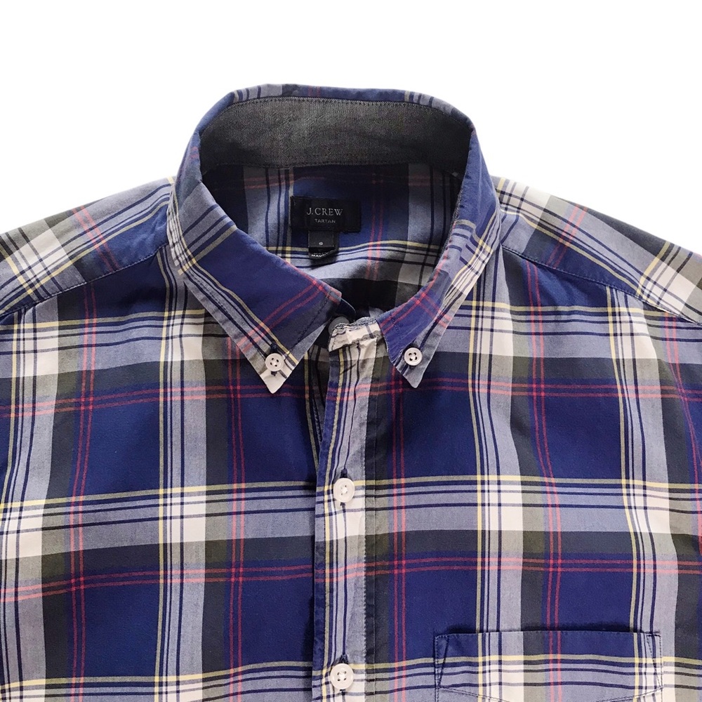 J. CREW Preppy Tartan Plaid Cotton Shirt S Button Down Collar Long Sleeves Men’s
